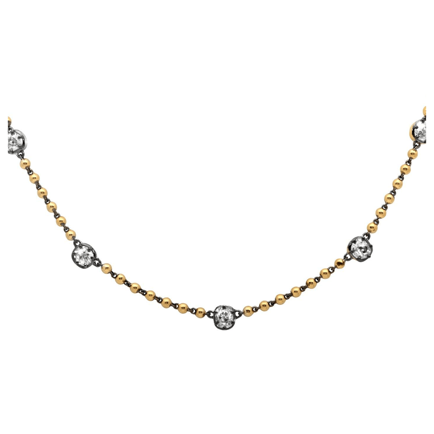 Contemporary 18KT Yellow Gold Diamond Necklace front