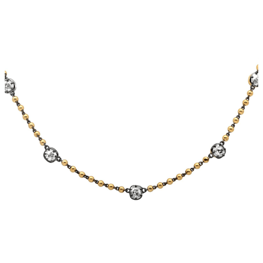 Contemporary 18KT Yellow Gold Diamond Necklace front