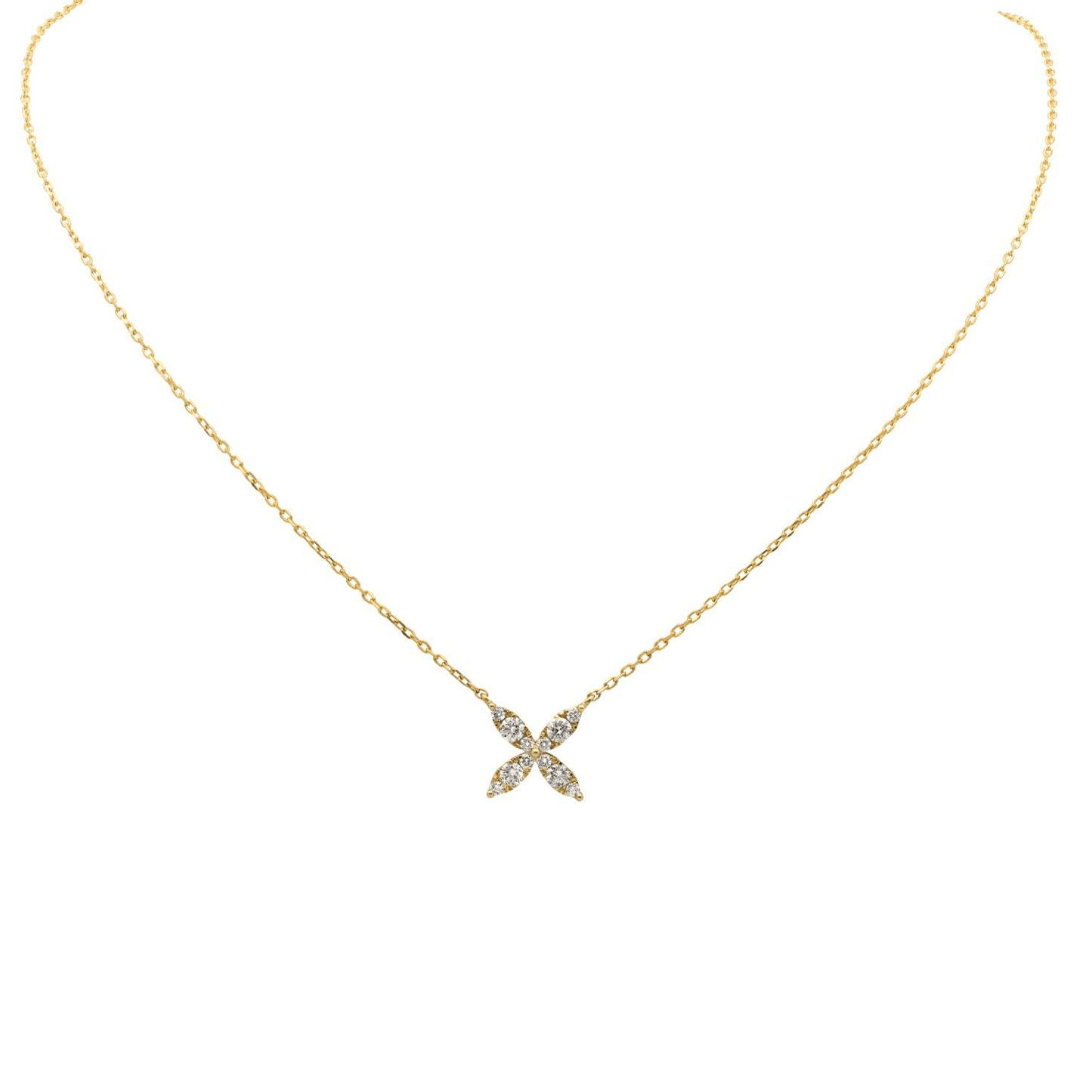 Contemporary 18KT Yellow Gold Diamond Necklace front