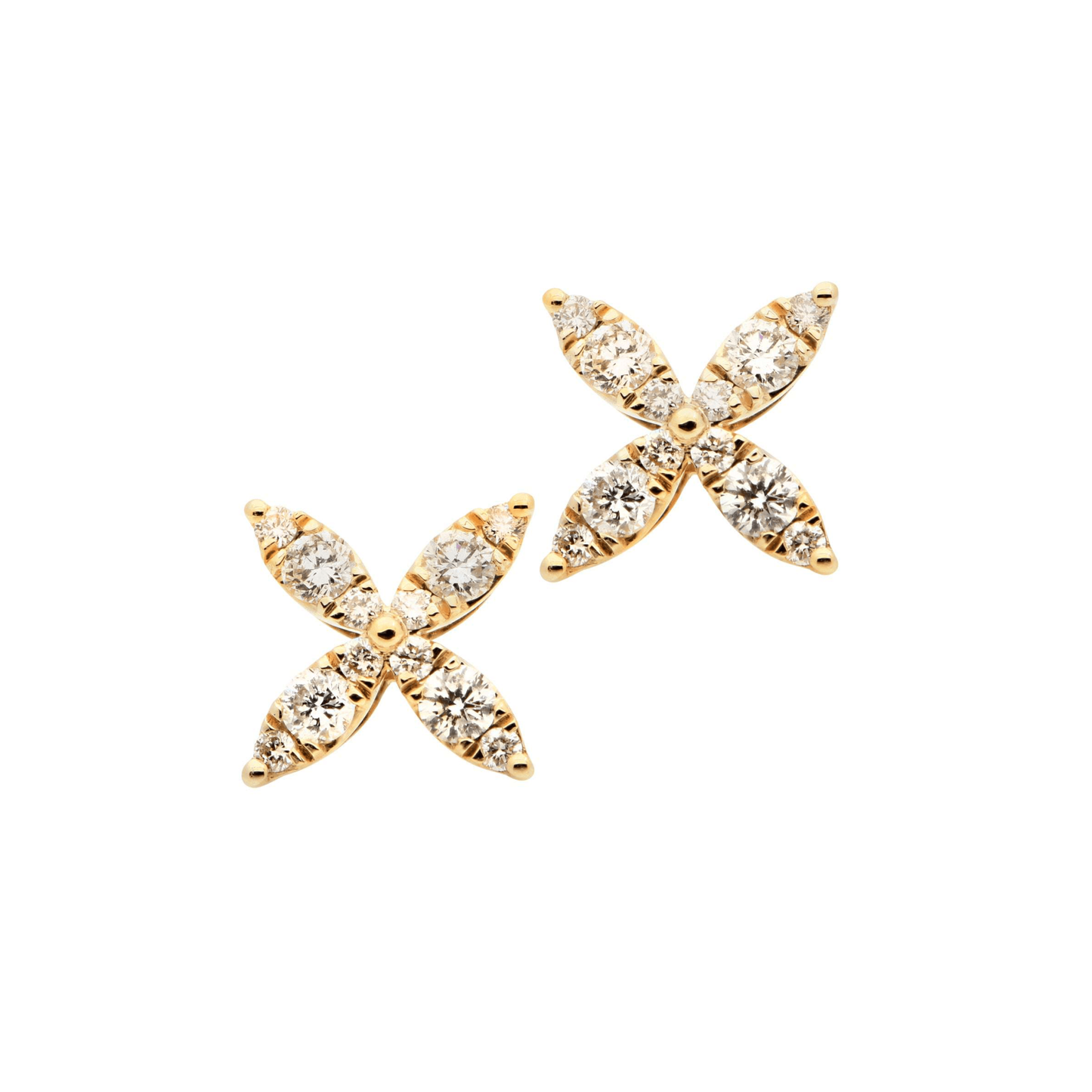 Contemporary 14KT Yellow Gold Diamond Earrings front