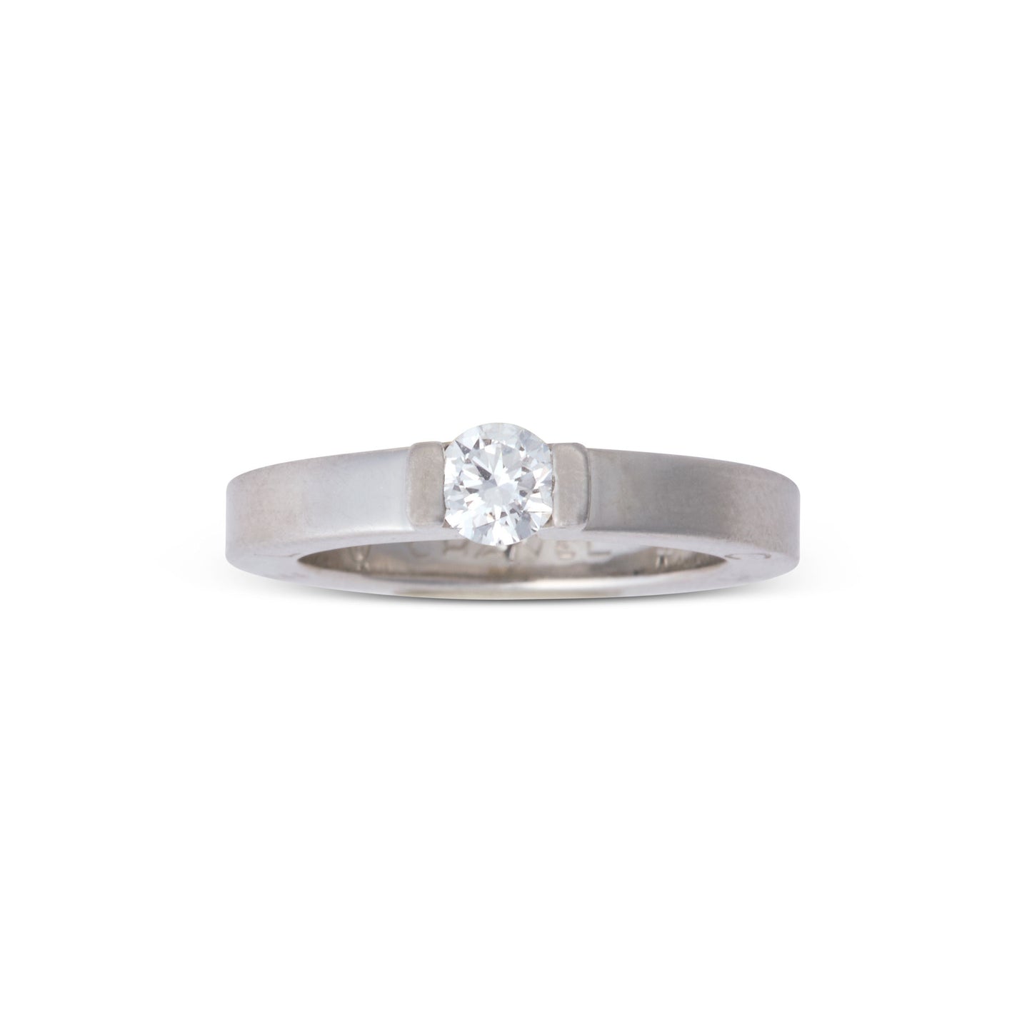 Chanel Post-1980s Platinum Diamond Ring front
