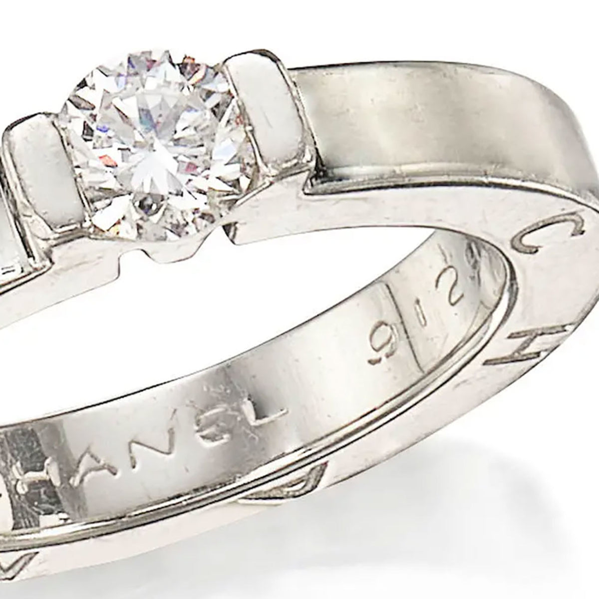 Chanel Post-1980s Platinum Diamond Ring close-up details