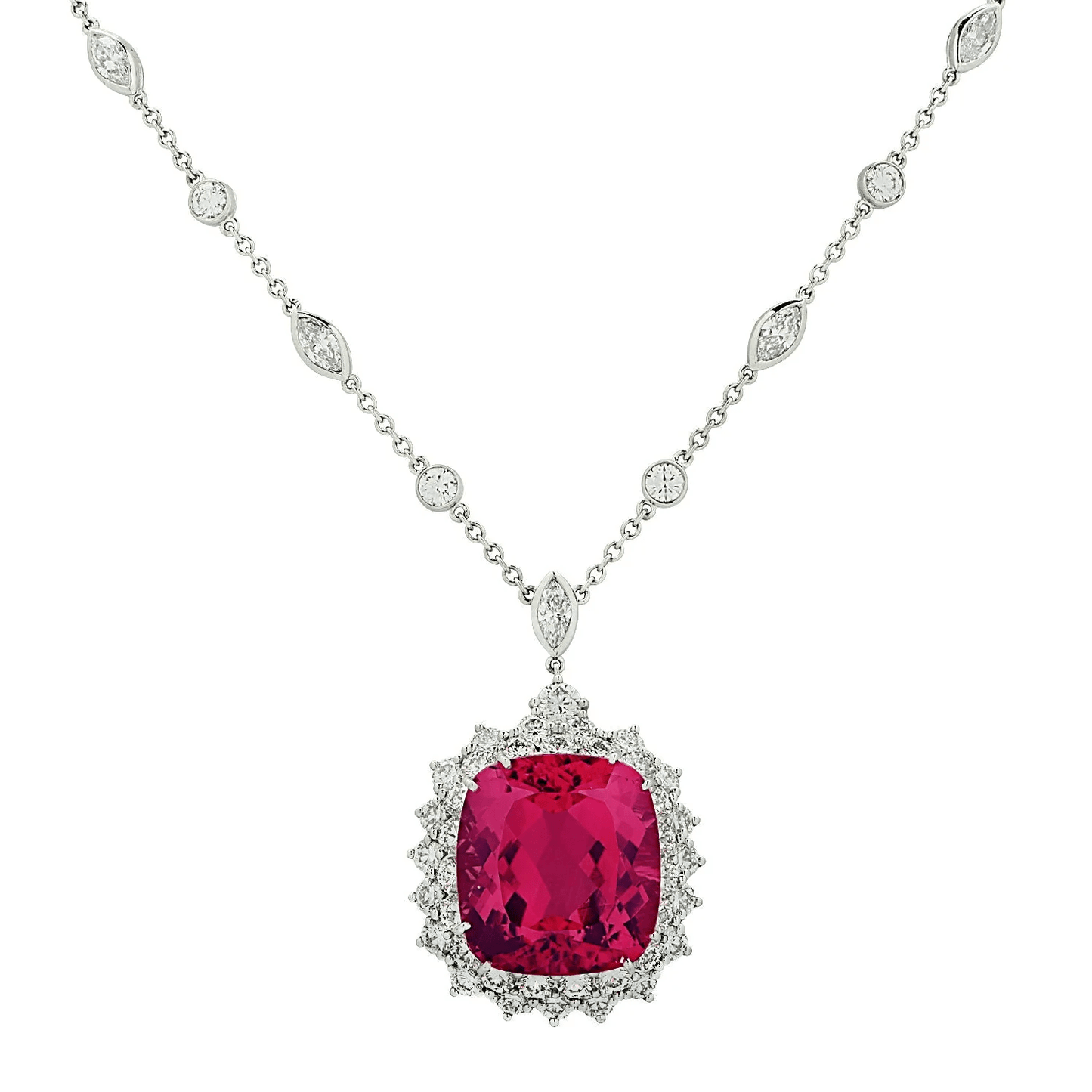 Tiffany & Co. 1980s Platinum Tourmaline, Diamond Necklace front