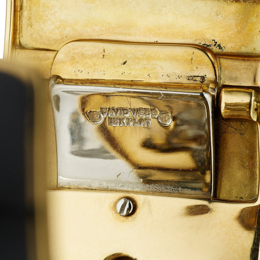 David Webb 1970s Platinum & 18KT Yellow Gold Diamond, Enamel & Cultured Pearl Bracelet signature