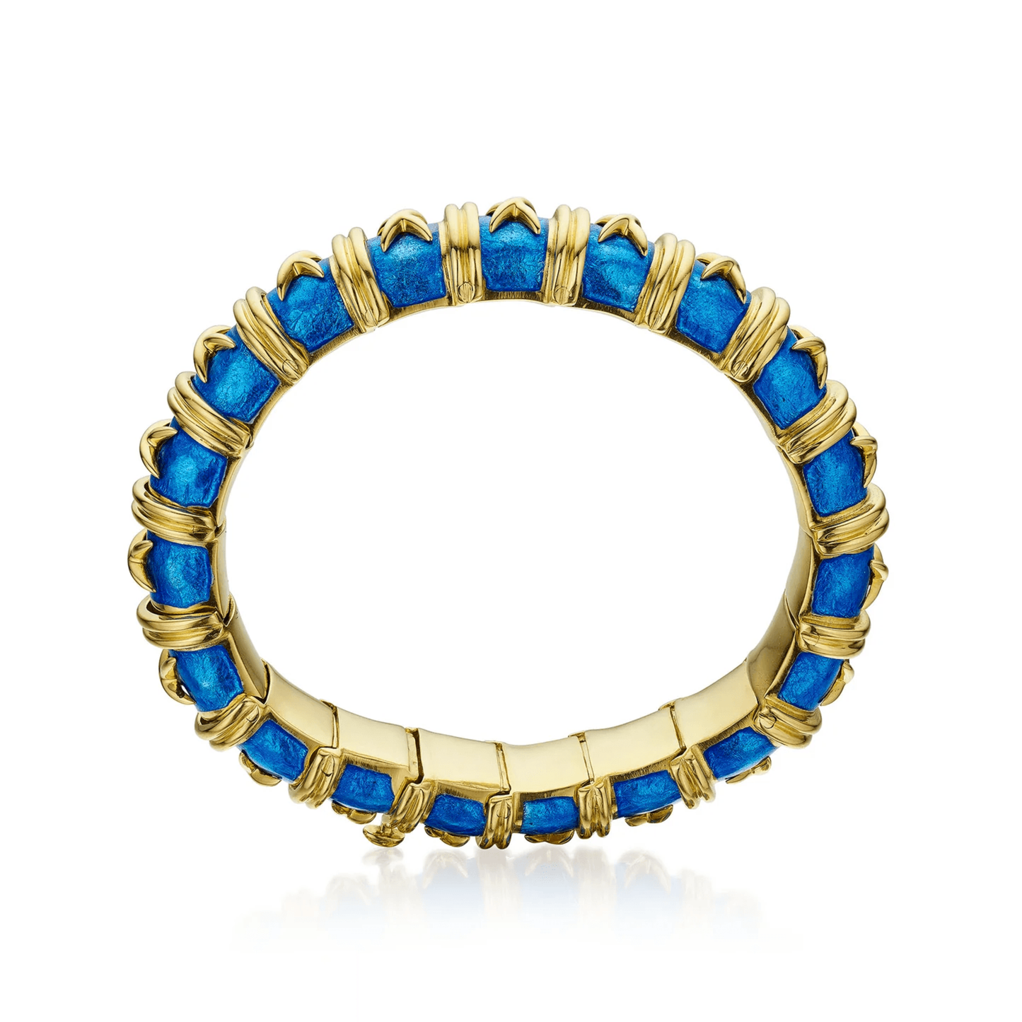 Tiffany & Co. 1980s 18KT Yellow Gold Enamel "Croisillon" Bracelet profile