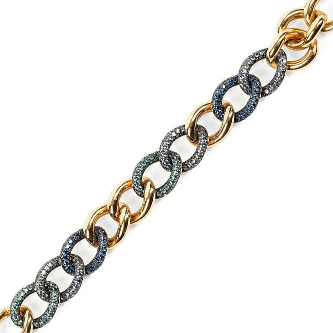 Pomellato Italian 1980s 18KT Yellow Gold Aquamarine, Sapphire & Tanzanite Tango Bracelet front