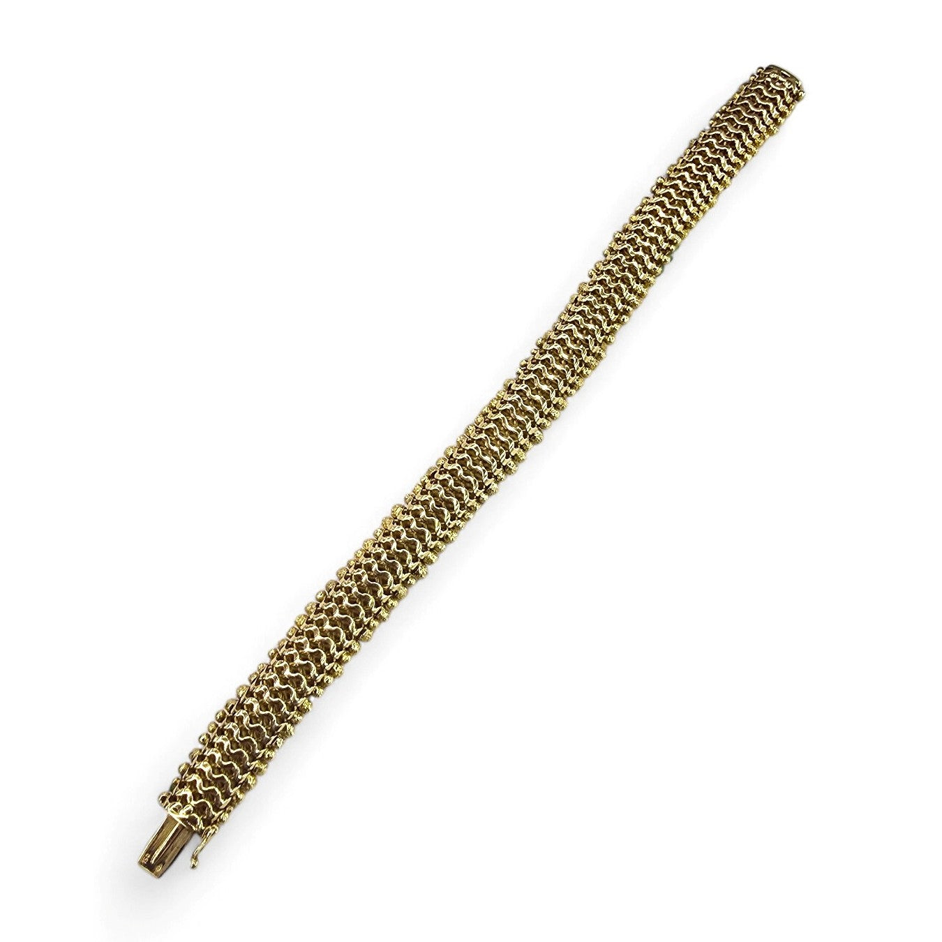 Faraone Italian 1970s 18KT Yellow Gold Diamond & Enamel Bracelet back