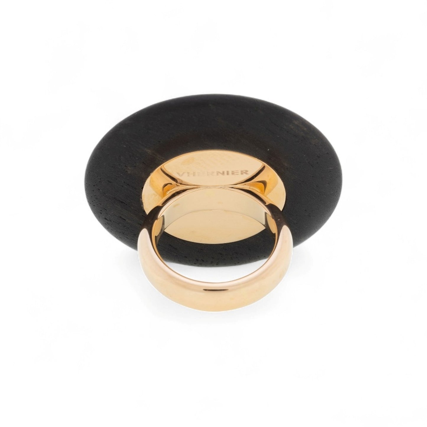 Vhernier 1980s 18KT Rose Gold Ebony Ring back and signature