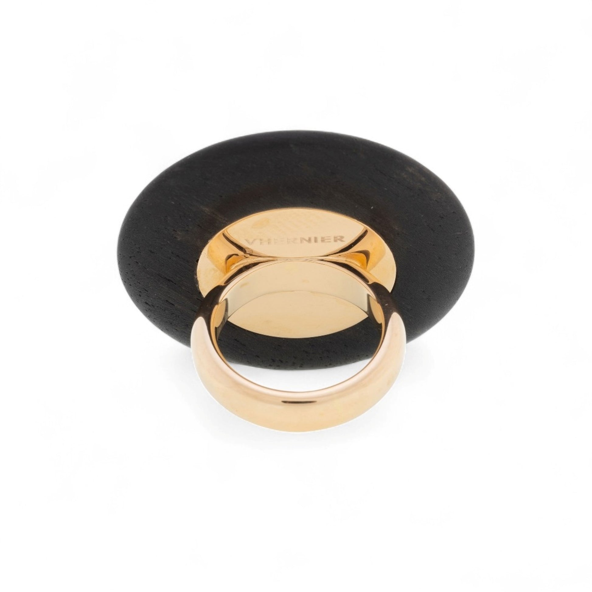 Vhernier 1980s 18KT Rose Gold Ebony Ring back and signature