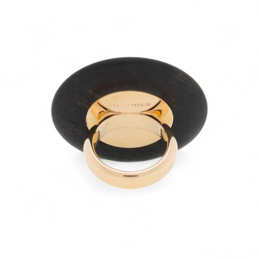 Vhernier 1980s 18KT Rose Gold Ebony Ring back and signature