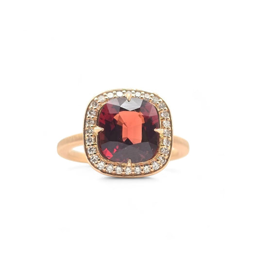 Post-1980s 18KT Rose Gold Spinel & Diamond Ring front