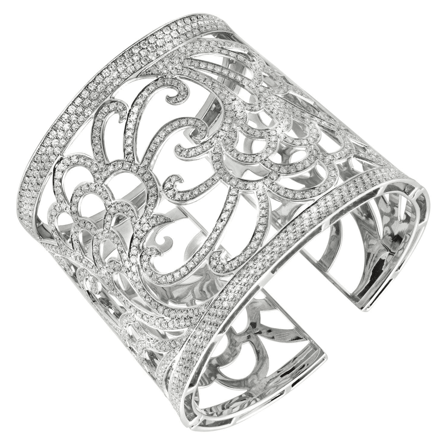 Italian Post-1980s 18KT White Gold Diamond Bracelet front