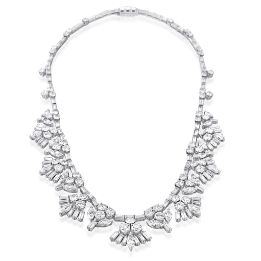 1950s Platinum Diamond Necklace front