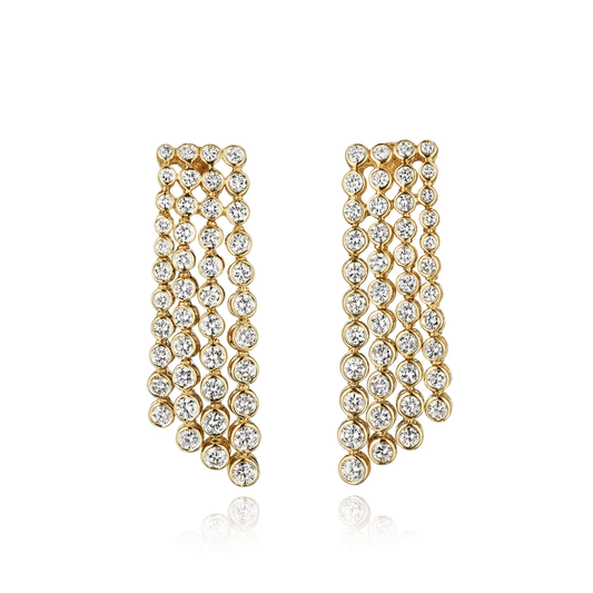 Van Cleef & Arpels 1980s 18KT Yellow Gold Diamond Earrings front