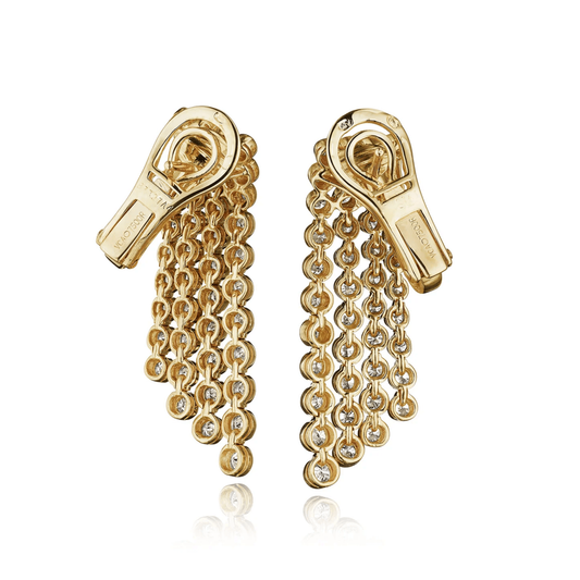 Van Cleef & Arpels 1980s 18KT Yellow Gold Diamond Earrings back