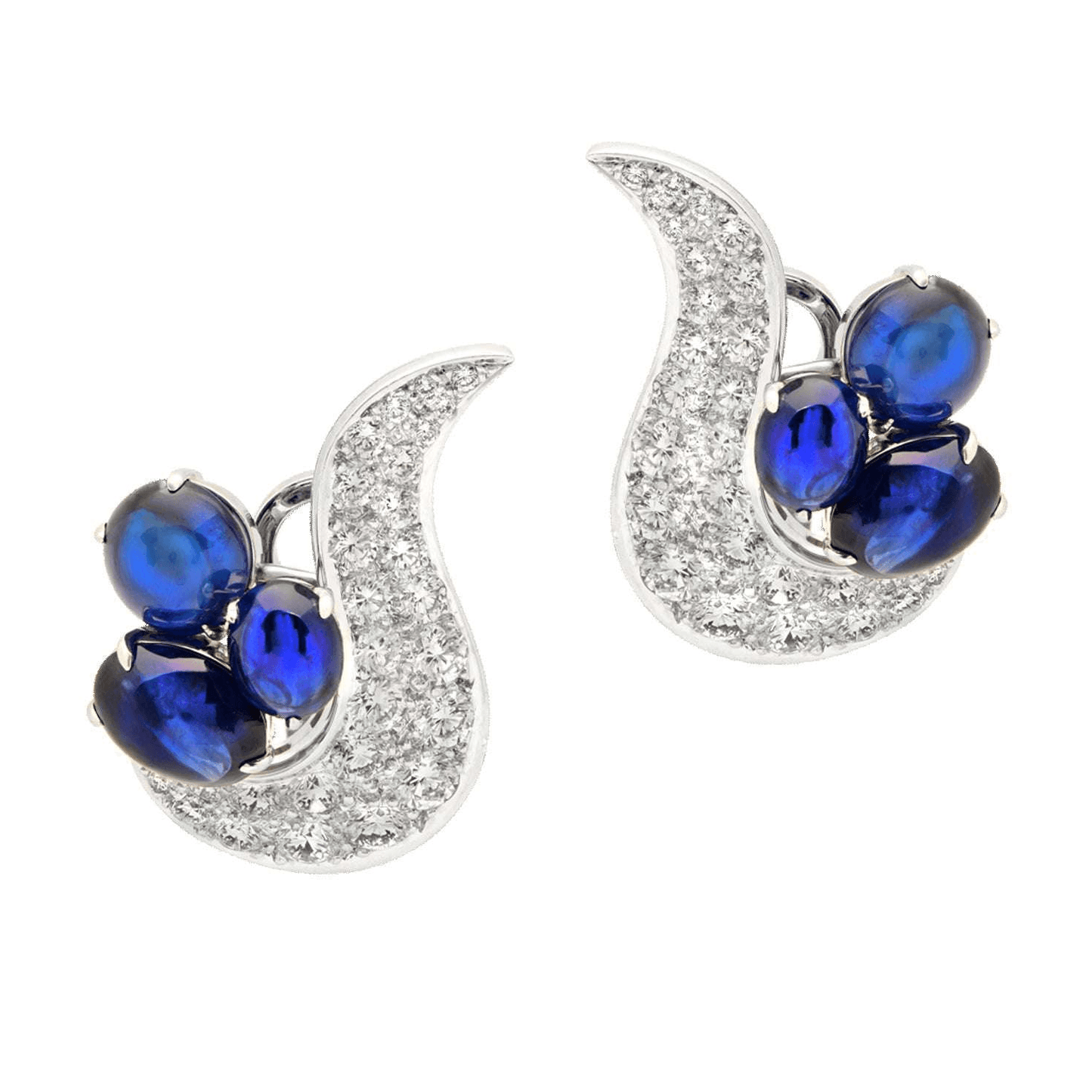 Aletto Bros 1980s Platinum Sapphire & Diamond Earrings front