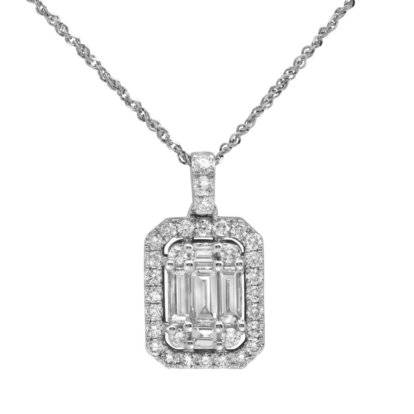 Contemporary 18KT White Gold Diamond Necklace front