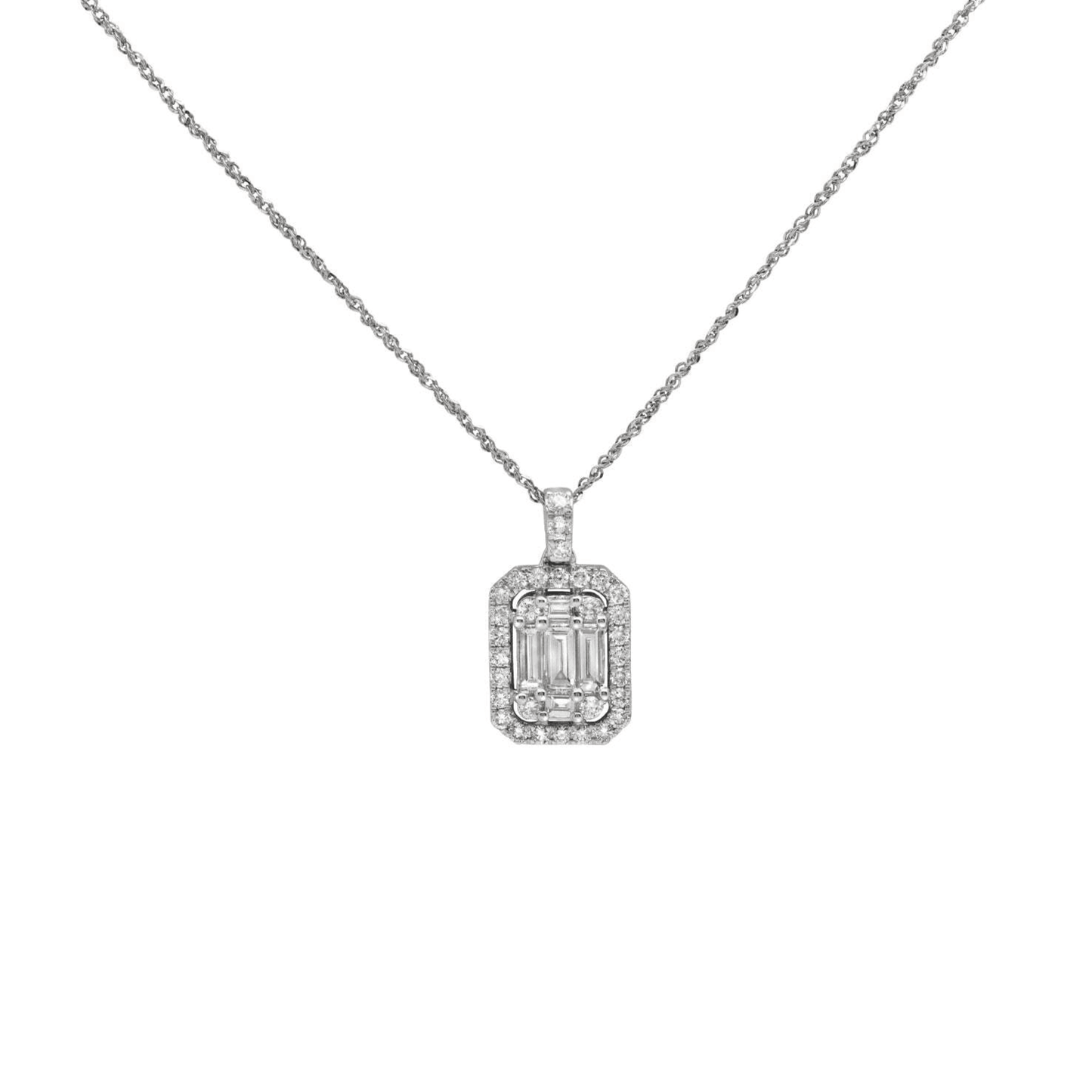 Contemporary 18KT White Gold Diamond Necklace front