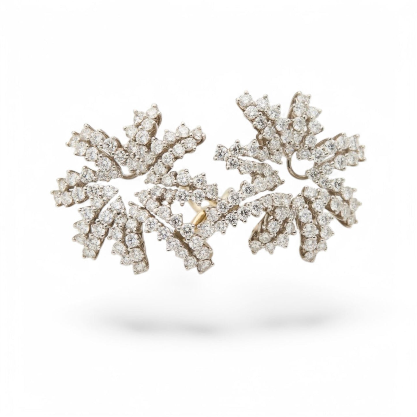 Tiffany & Co. Post-1980s Platinum & 18KT Yellow Gold Diamond Fireworks Earrings front