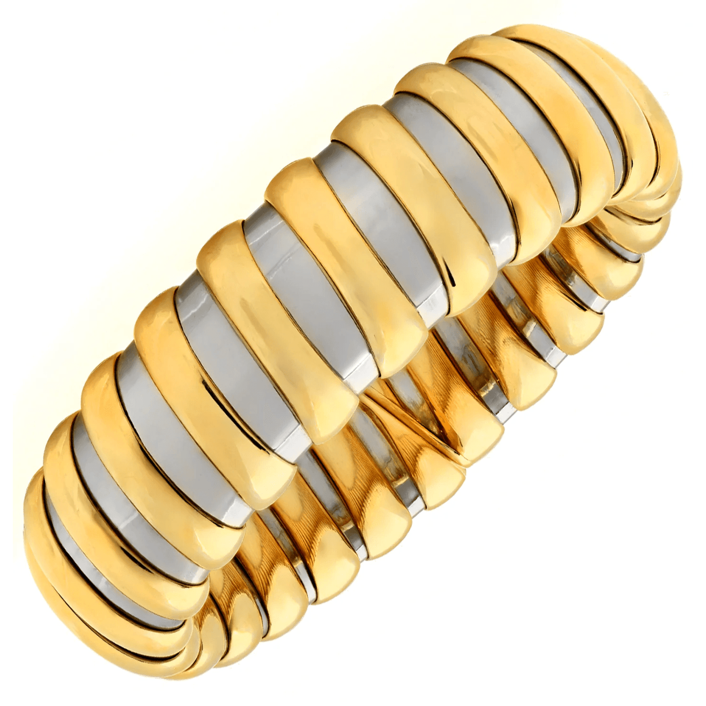 Bulgari Post-1980s 18KT Yellow Gold & Stainless Steel Bracelet front