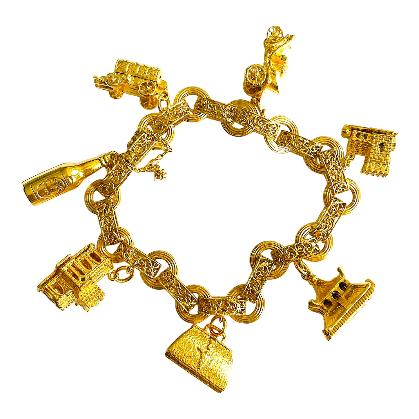 1950s 9KT Yellow Gold Charm Bracelet front