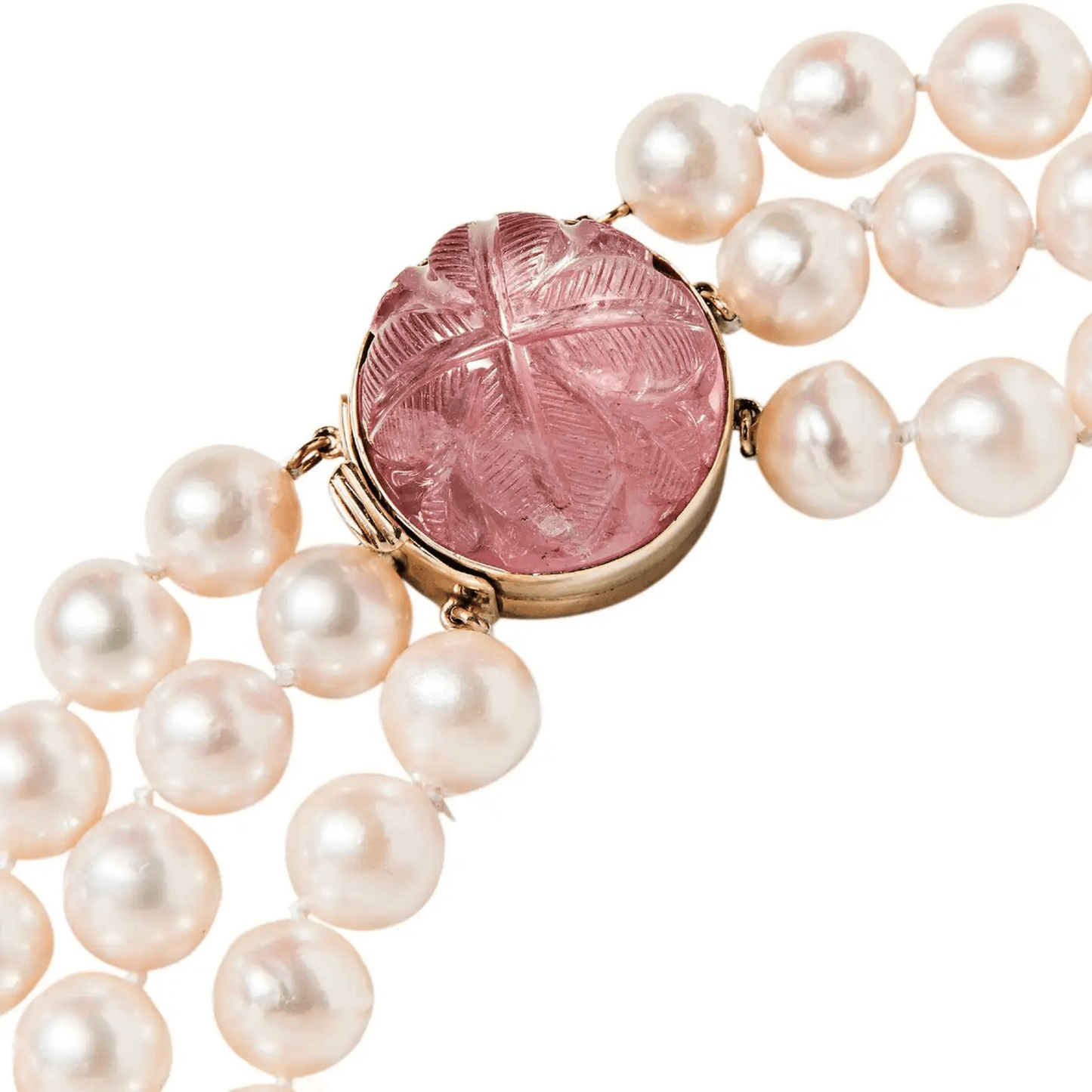 Seaman Schepps 1980s 18KT Yellow Gold Cultured Pearl, Diamond, Sapphire & Tourmaline Necklace close-up details