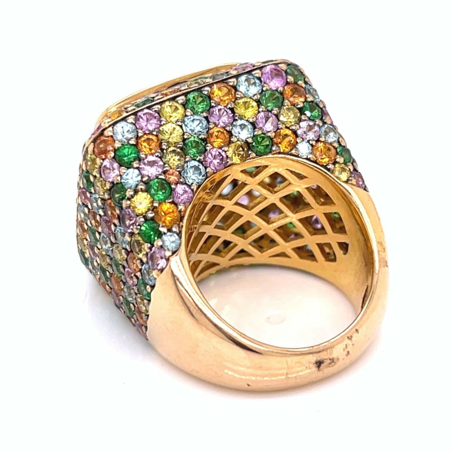 Zorad Post-1980s 18KT Yellow Gold Citrine & Sapphire Ring back