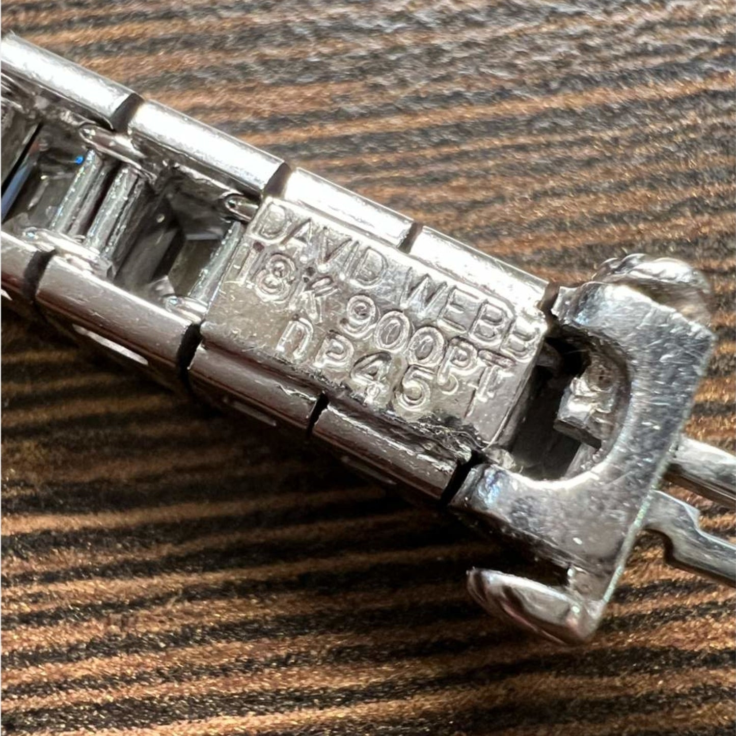 David Webb 1980s 18KT White Gold & Platinum Diamond Bracelet signature