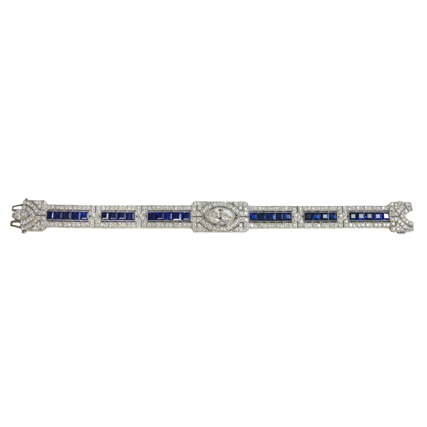 Art Deco Platinum Sapphire & Diamond Bracelet front