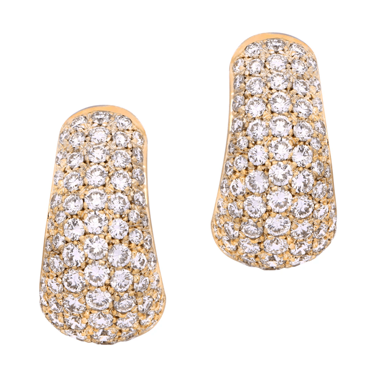 Bulgari Post-1980s 18KT Yellow Gold Diamond Earrings front