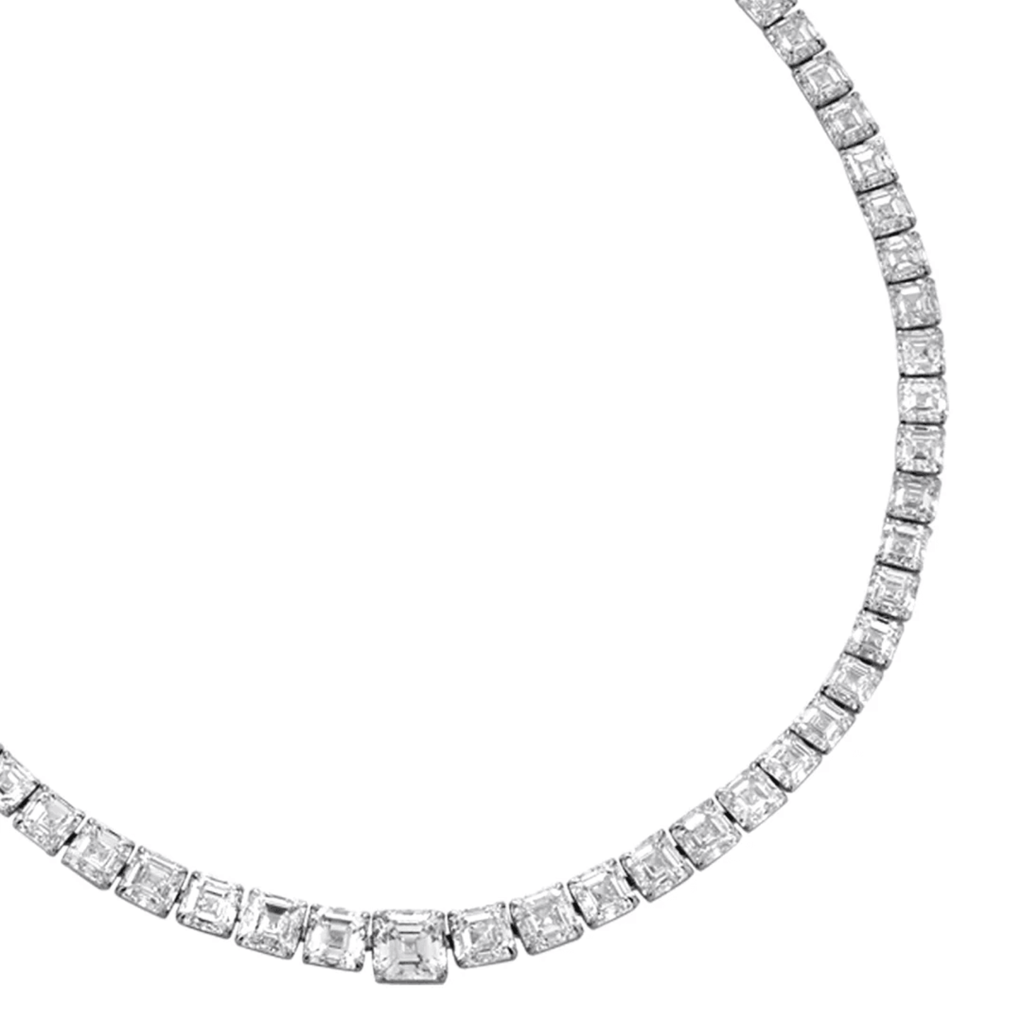 Post-1980s Platinum Diamond Necklace close-up