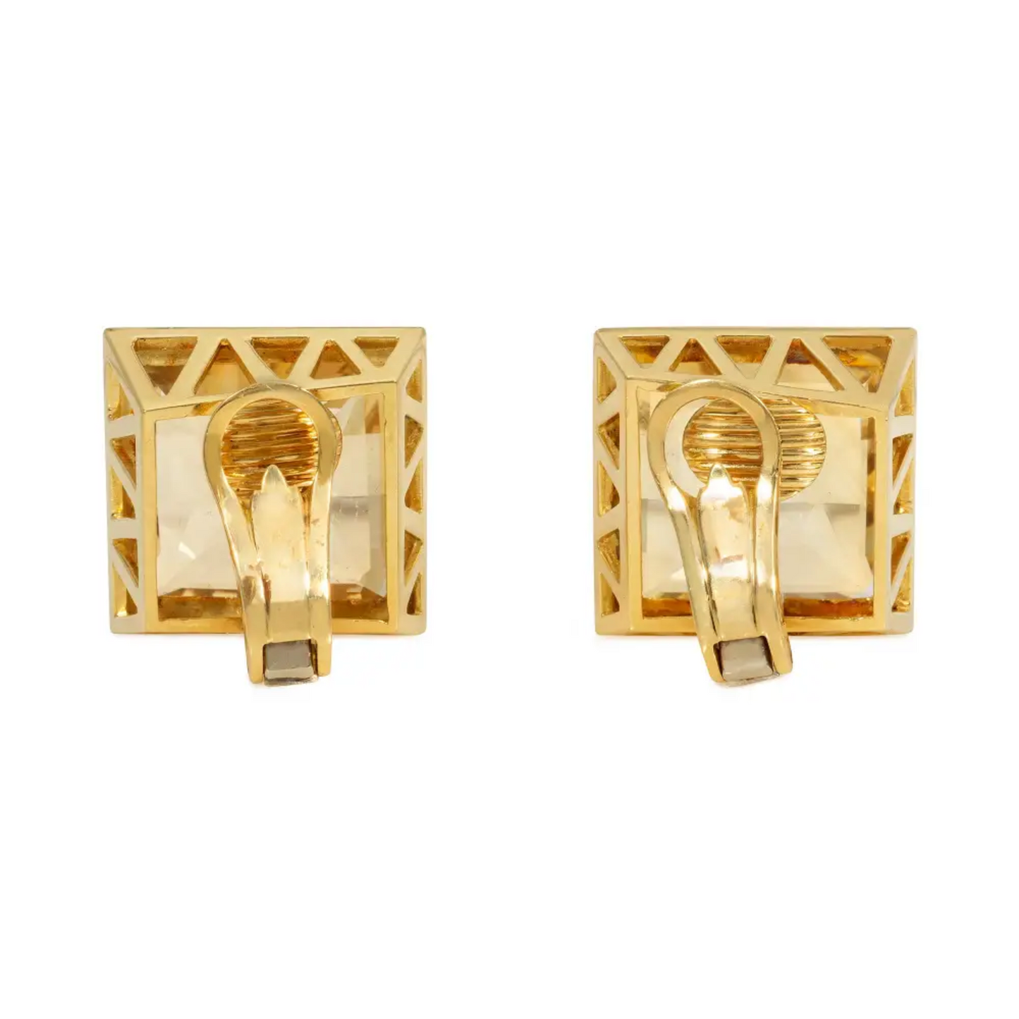 1980s 18KT Yellow Gold Citrine Earrings back