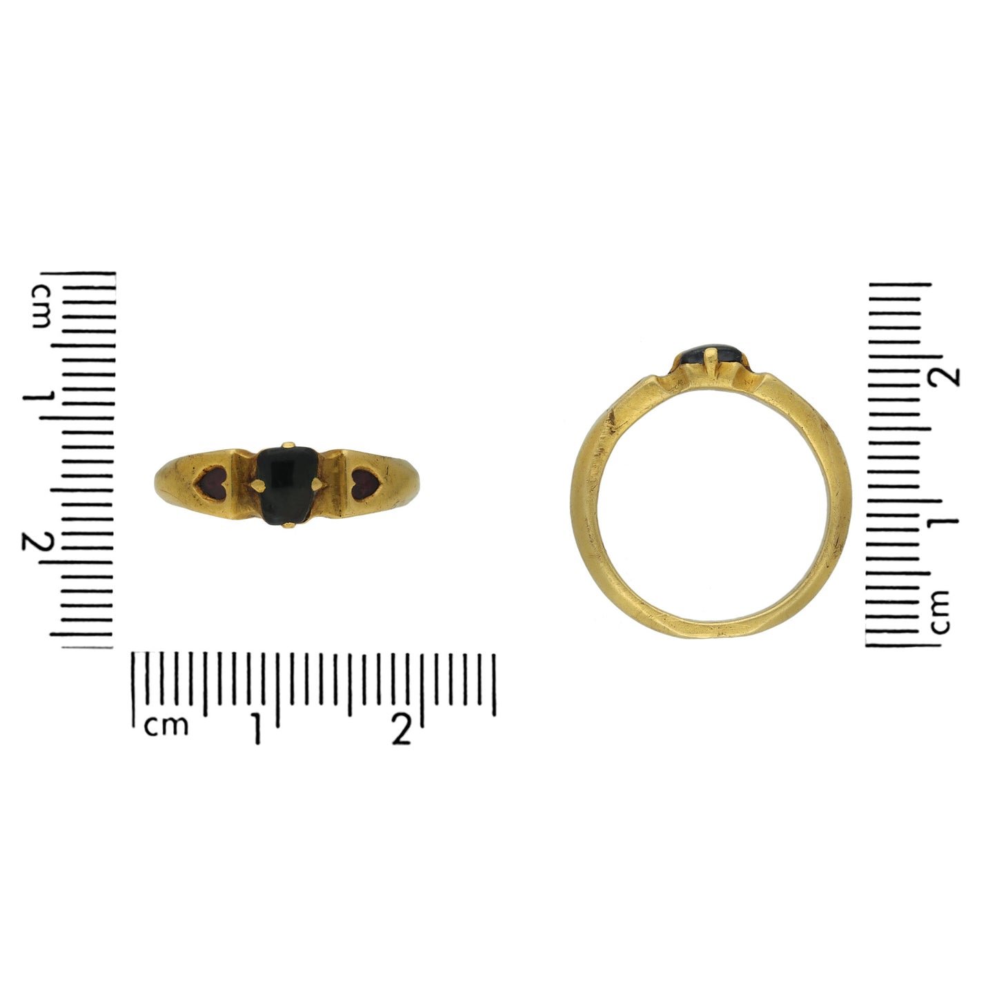 English Antique 18KT Yellow Gold Sapphire Ring measurements