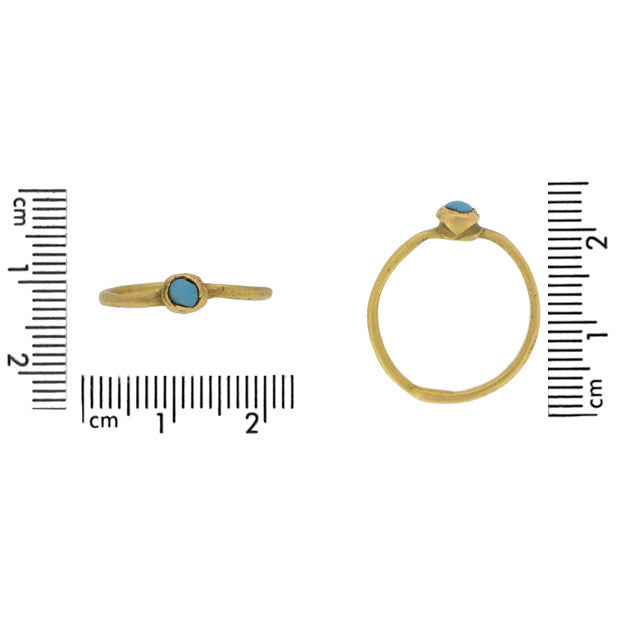 Antique 18KT Yellow Gold Turquoise Ring measurements