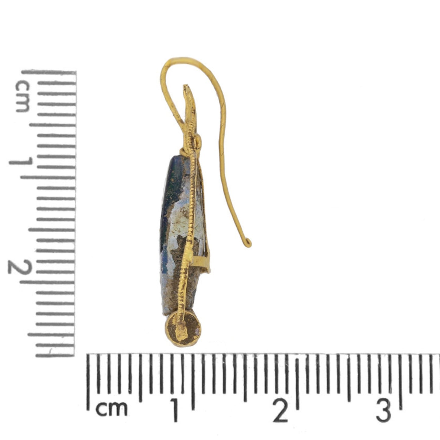 Ancient Roman 18KT Yellow Gold Glass Earrings side