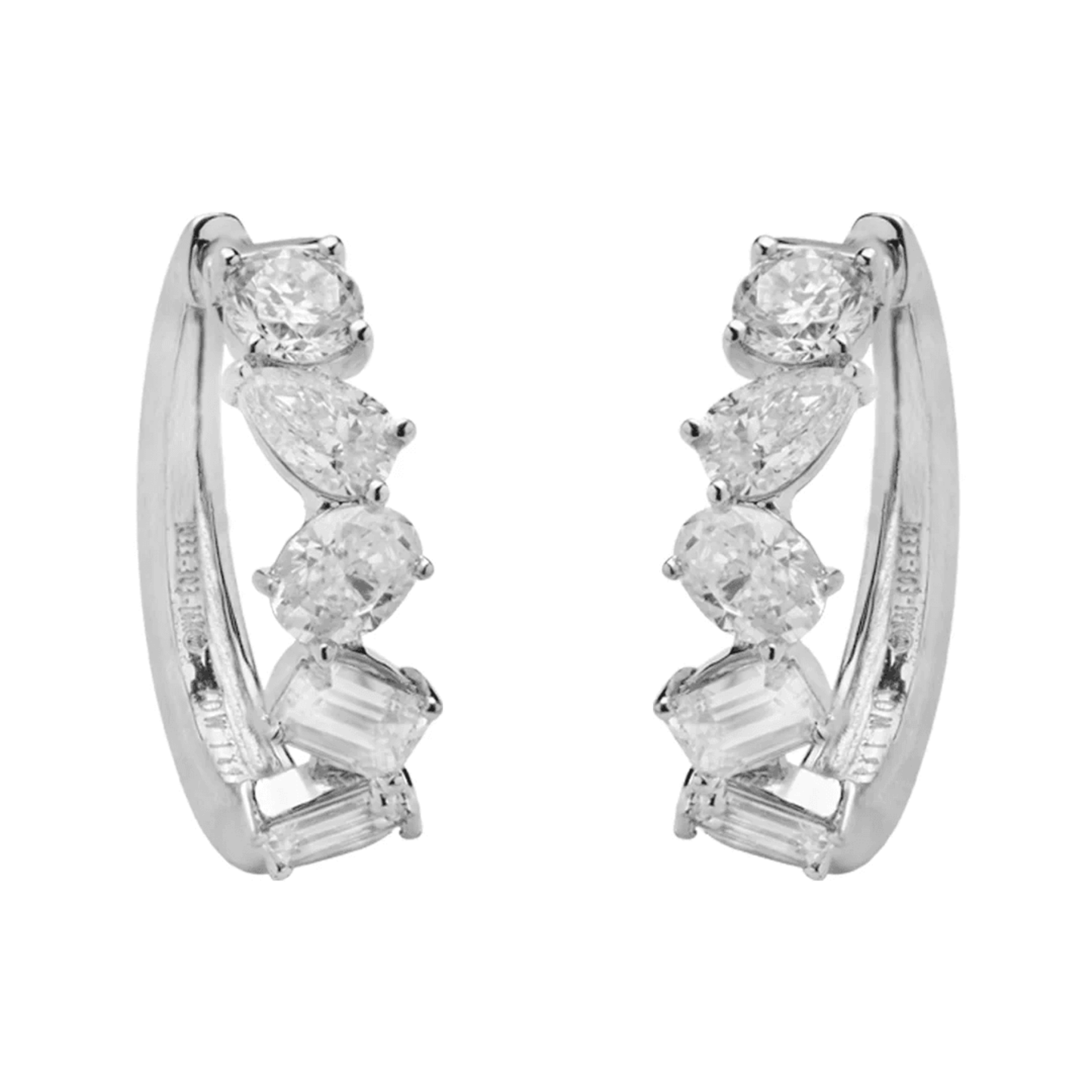 Post-1980s 14KT White Gold Diamond Earrings front