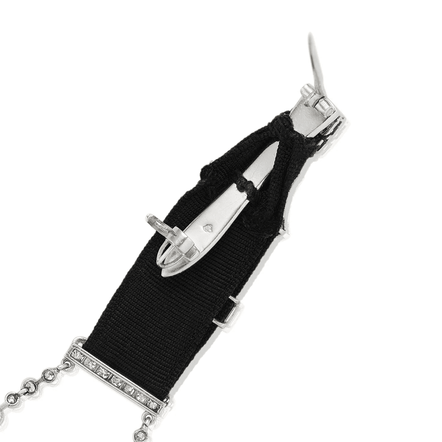 Cartier Paris Edwardian Platinum & 18KT Yellow Gold Diamond, Enamel, Sapphire Watch Brooch pin