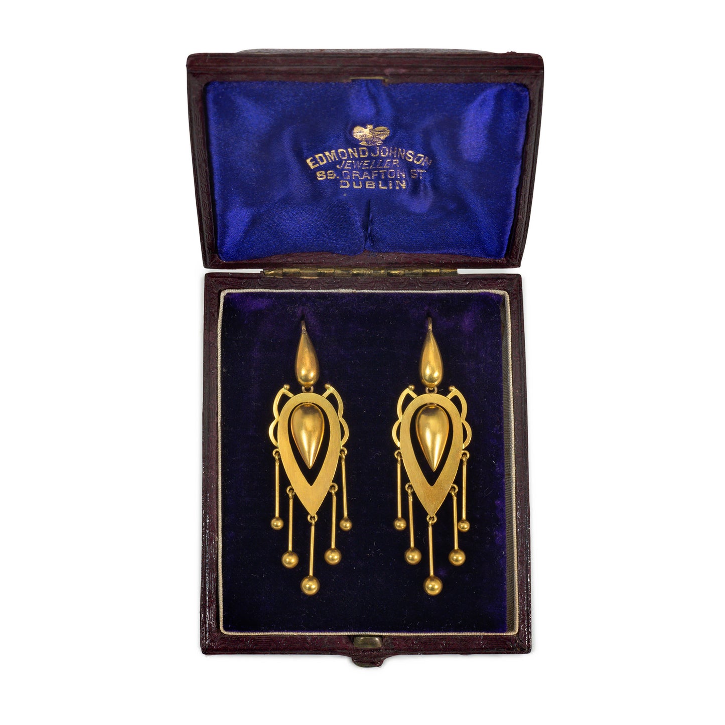 Victorian 15KT Yellow Gold Earrings in box