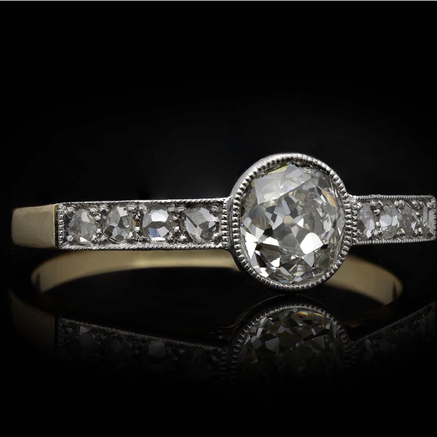 Edwardian Platinum & 18KT Yellow Gold Diamond Ring front