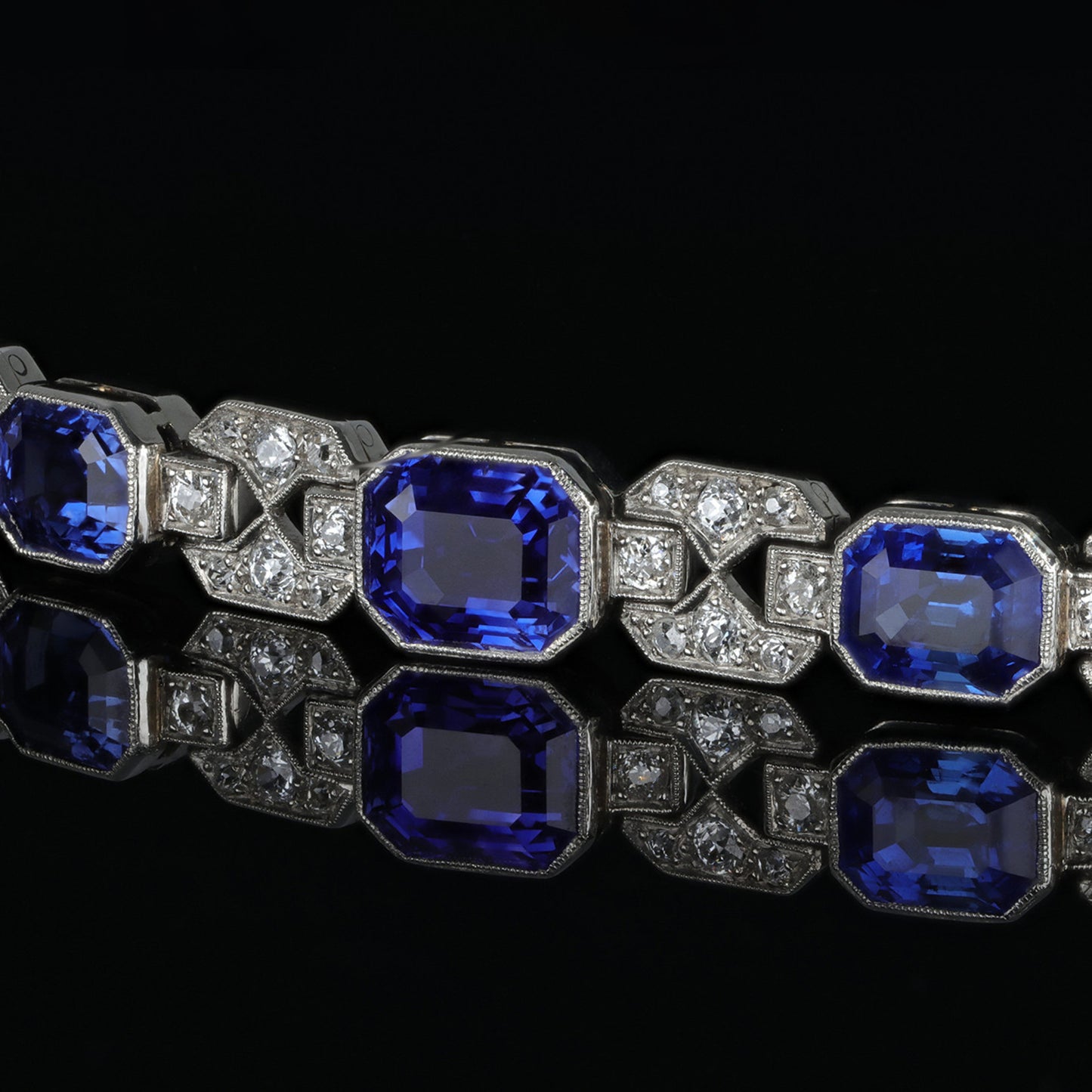 Art Deco Platinum Sapphire & Diamond Bracelet front