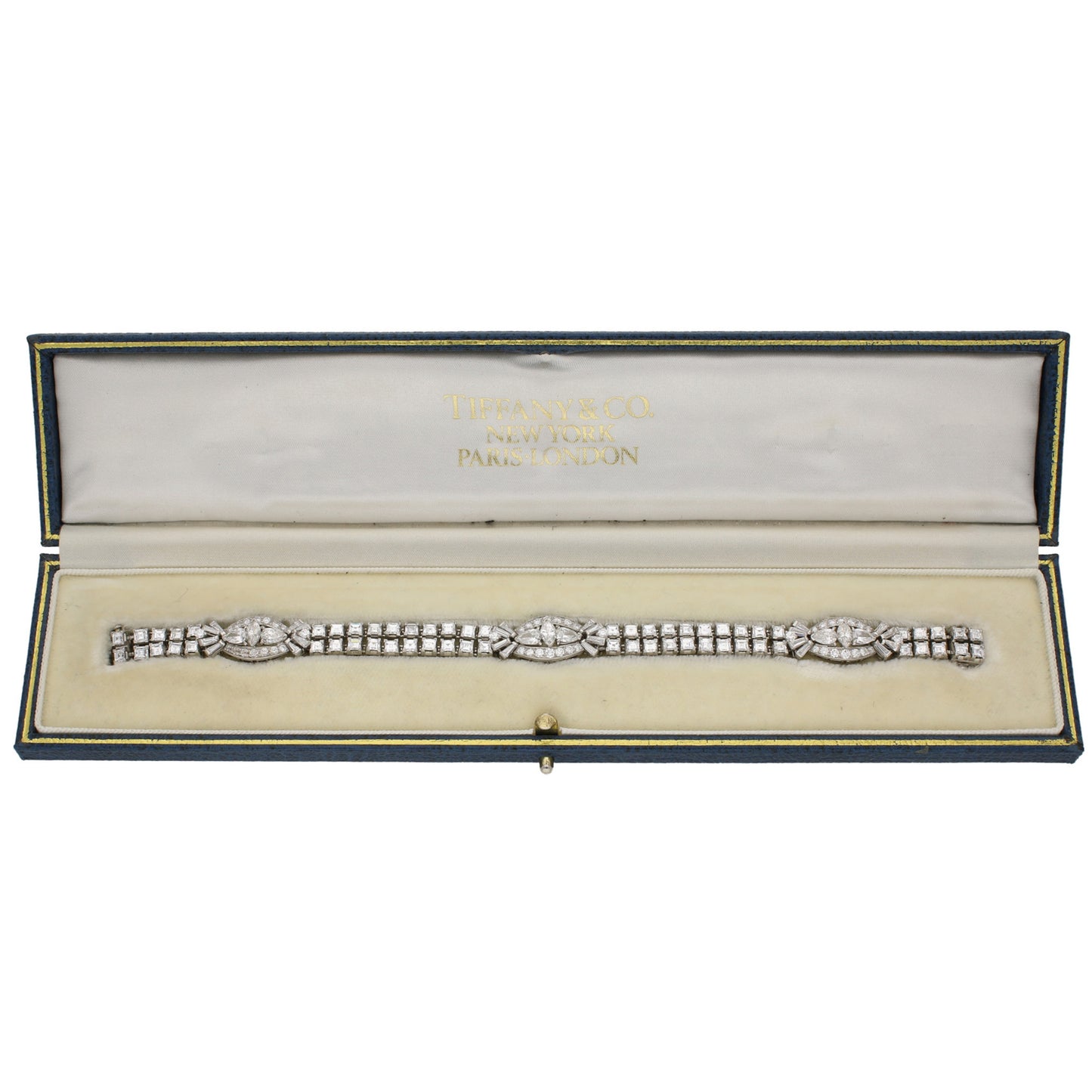 Oscar Heyman Bros. 1950s Platinum Diamond Bracelet in box