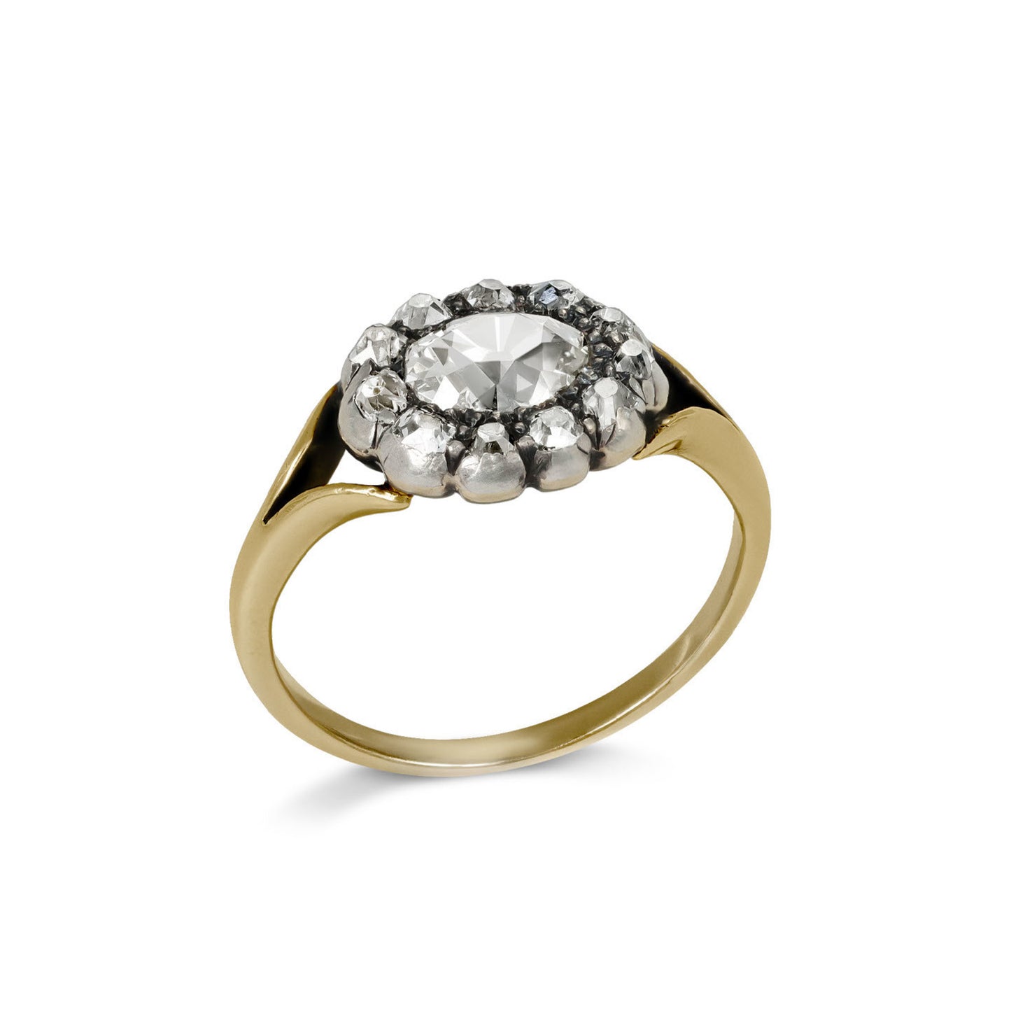 Georgian Silver & 18KT Yellow Gold Diamond Ring front