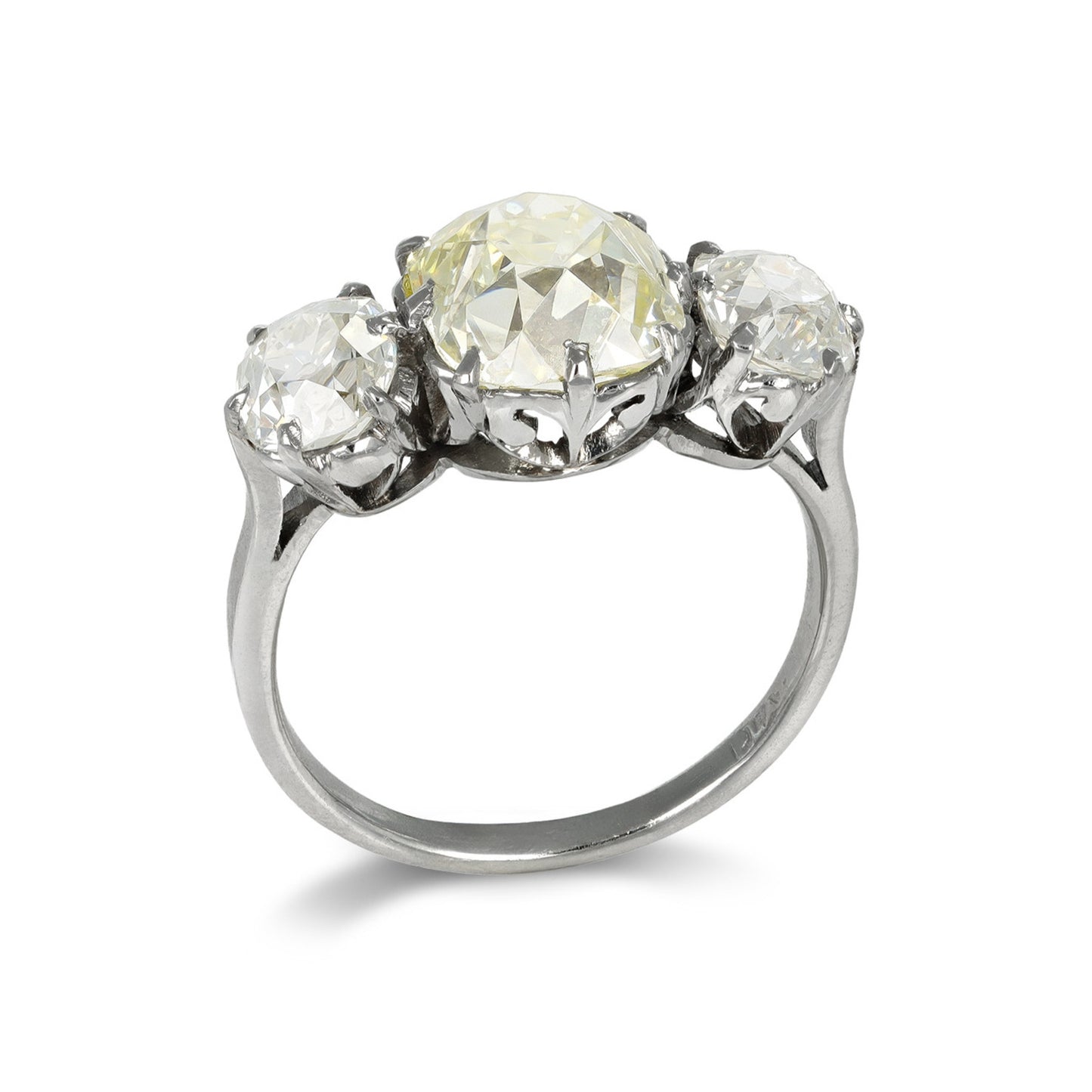 English Edwardian Platinum Diamond Ring profile
