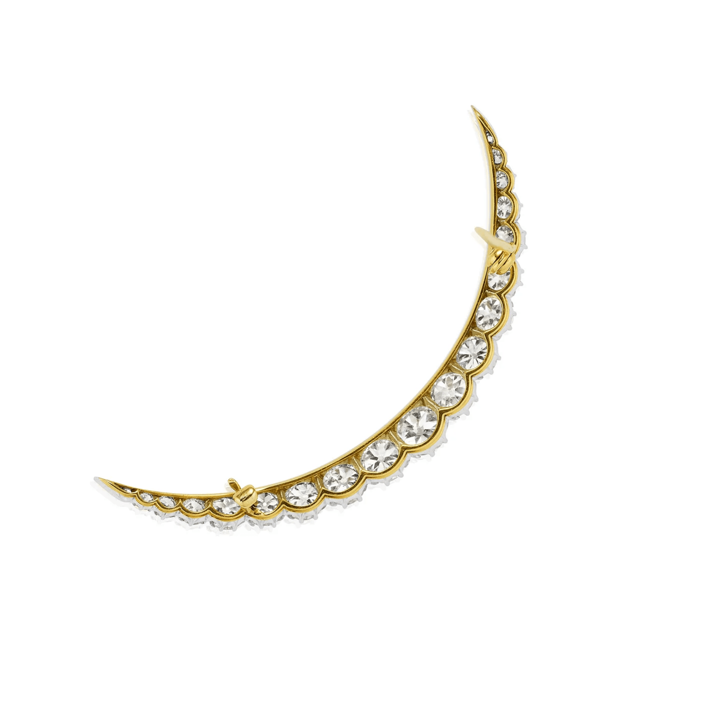 Tiffany & Co. Edwardian Platinum & 18KT Yellow Gold Diamond Crescent Brooch back