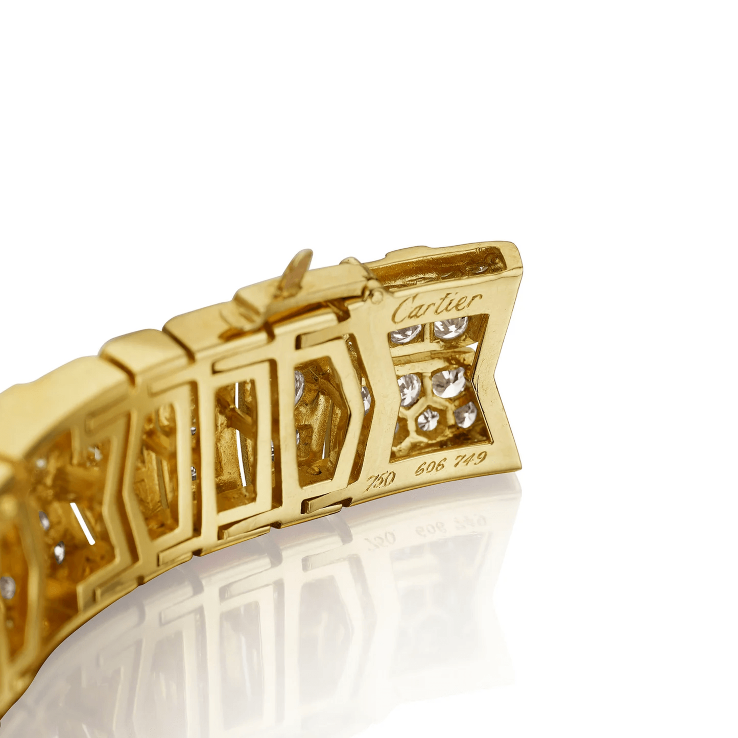 Cartier Paris 1980s 18KT Yellow Gold Diamond Bracelet signature