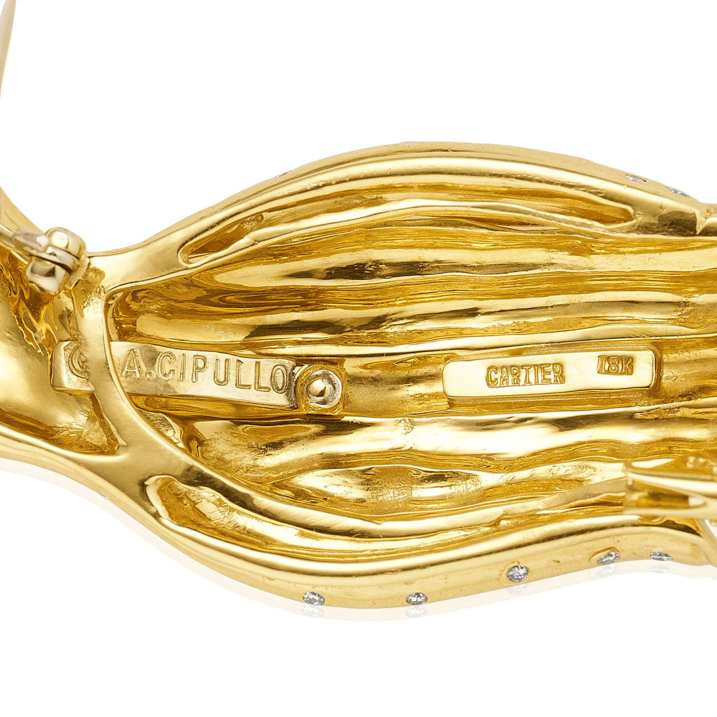 Cartier NY 1970s 18KT Yellow Gold Diamond, Ruby & Sapphire Penguin Brooch signature