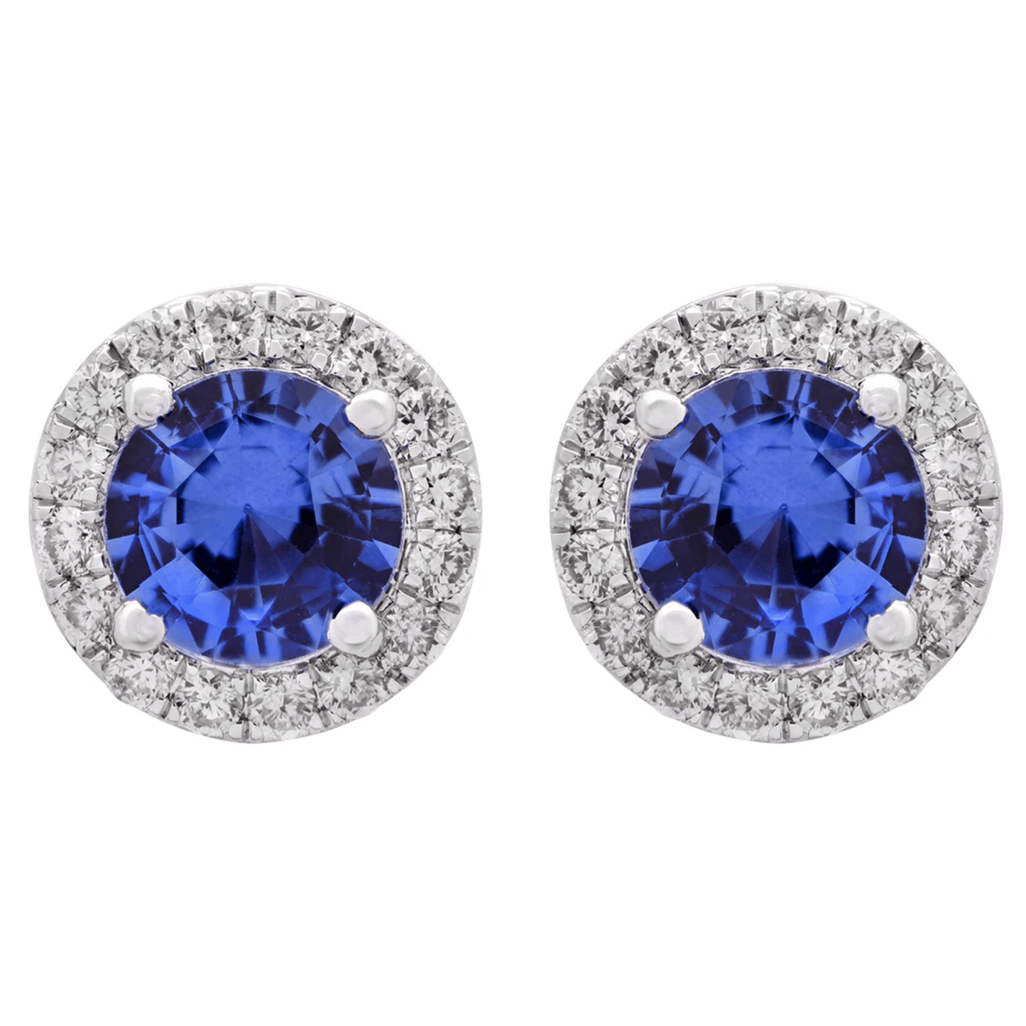 Contemporary 18KT White Gold Sapphire & Diamond Earrings front