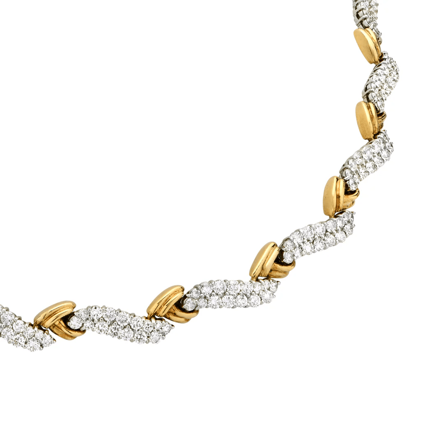 Tiffany & Co. Post-1980s Platinum & 18KT Yellow Gold Diamond Necklace details