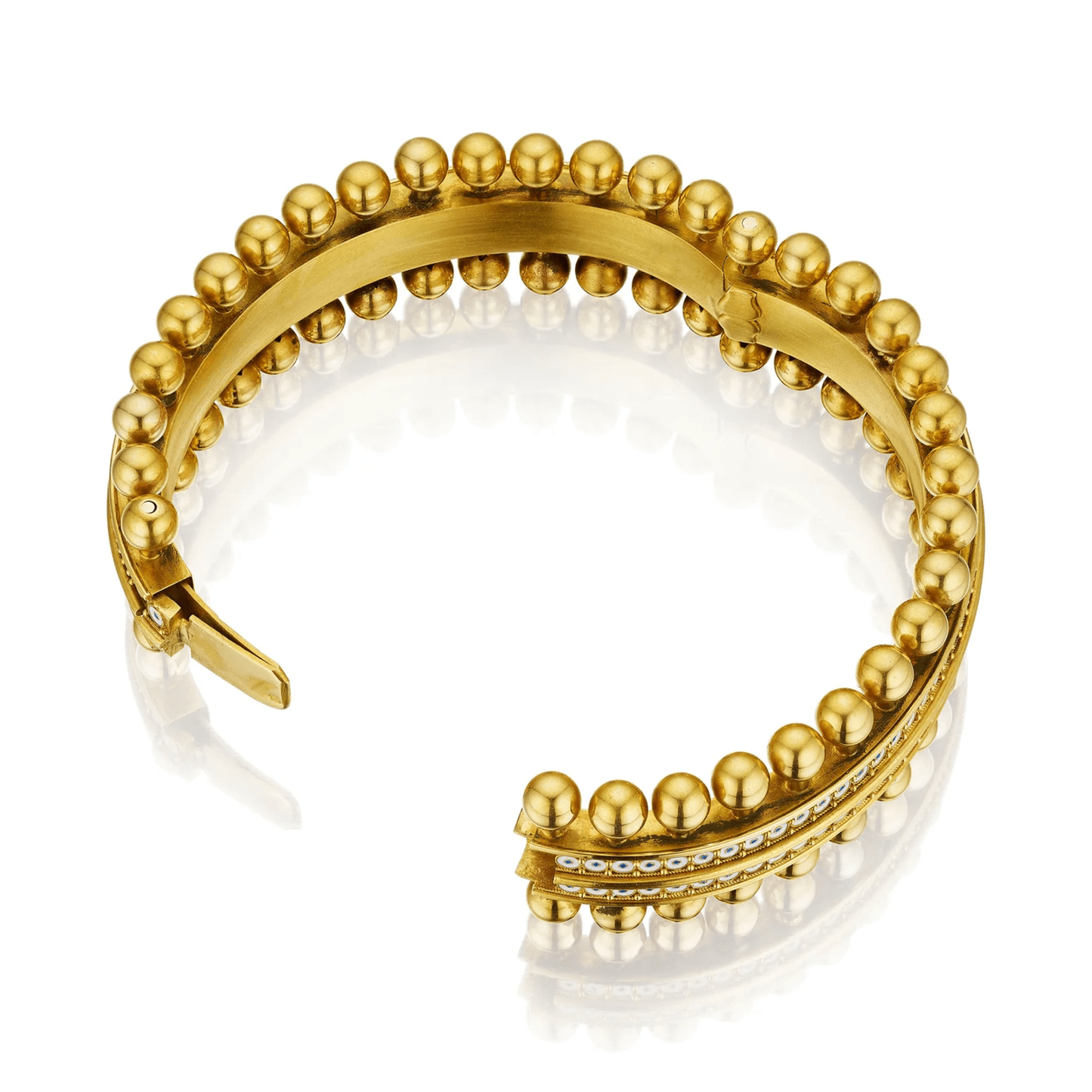 Robert Phillips Brothers English Victorian 18KT Yellow Gold Enamel Bracelet profile