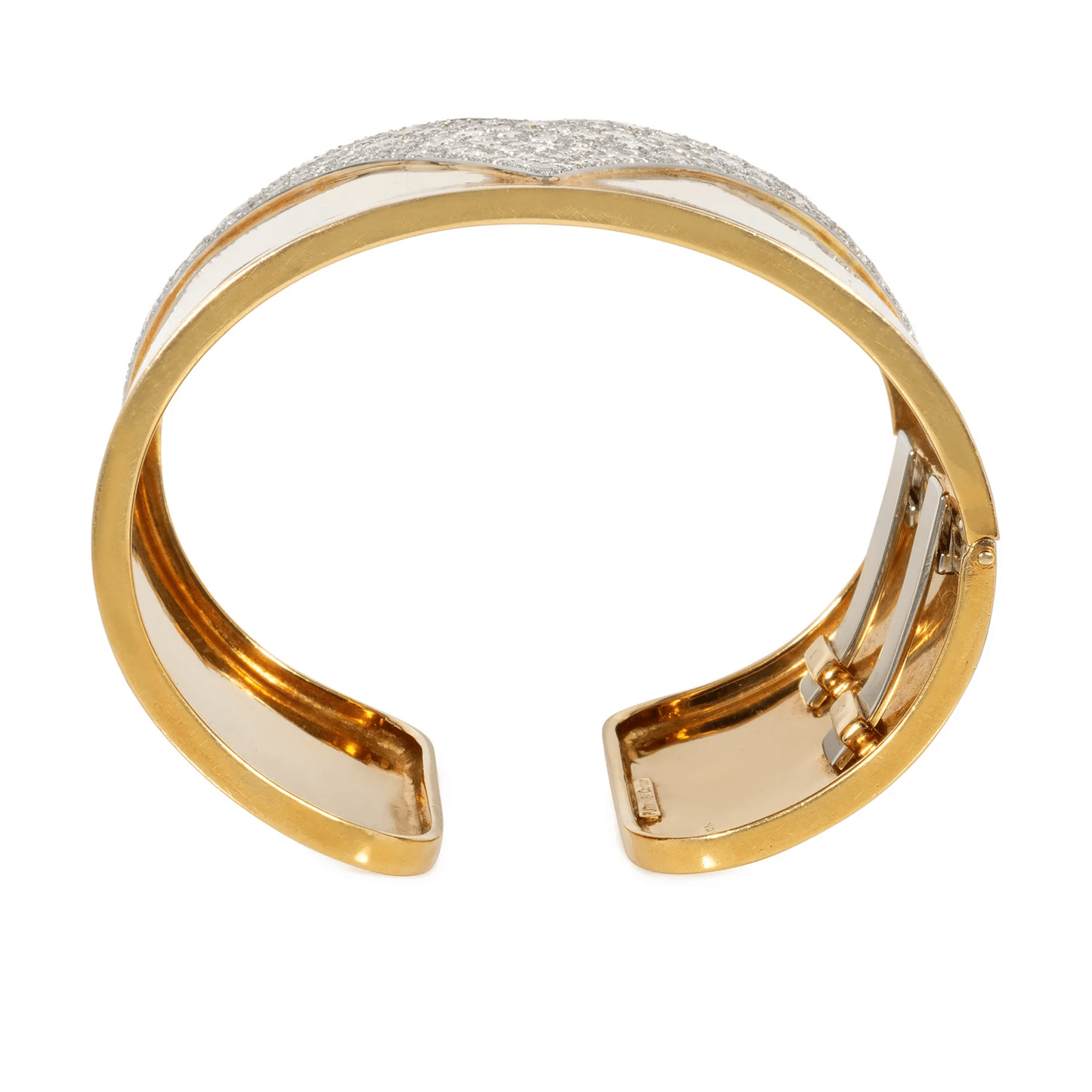 Cartier 1970s Platinum & 18KT Yellow Gold Diamond Bracelet bottom